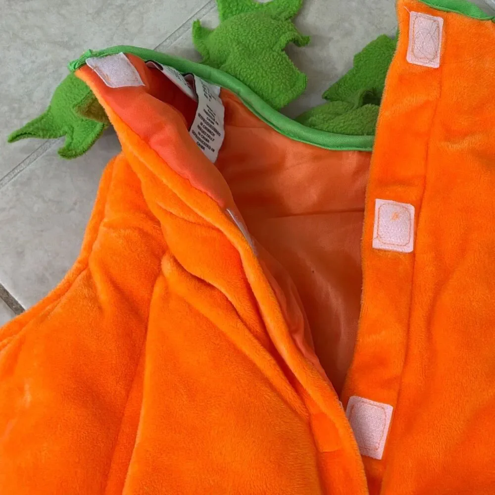 NWOT Hallow’s Eve Pumpkin Costume Toddler 3T Soft Puffy Orange Halloween w Hat